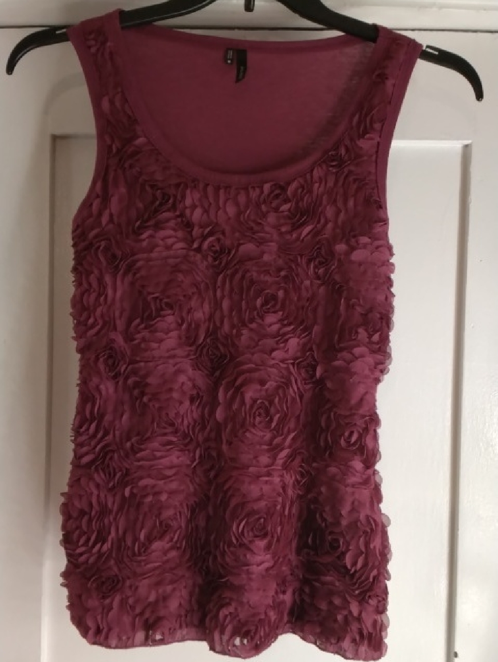 BCBG Floral Appliqué Sleeveless Tank - Plum